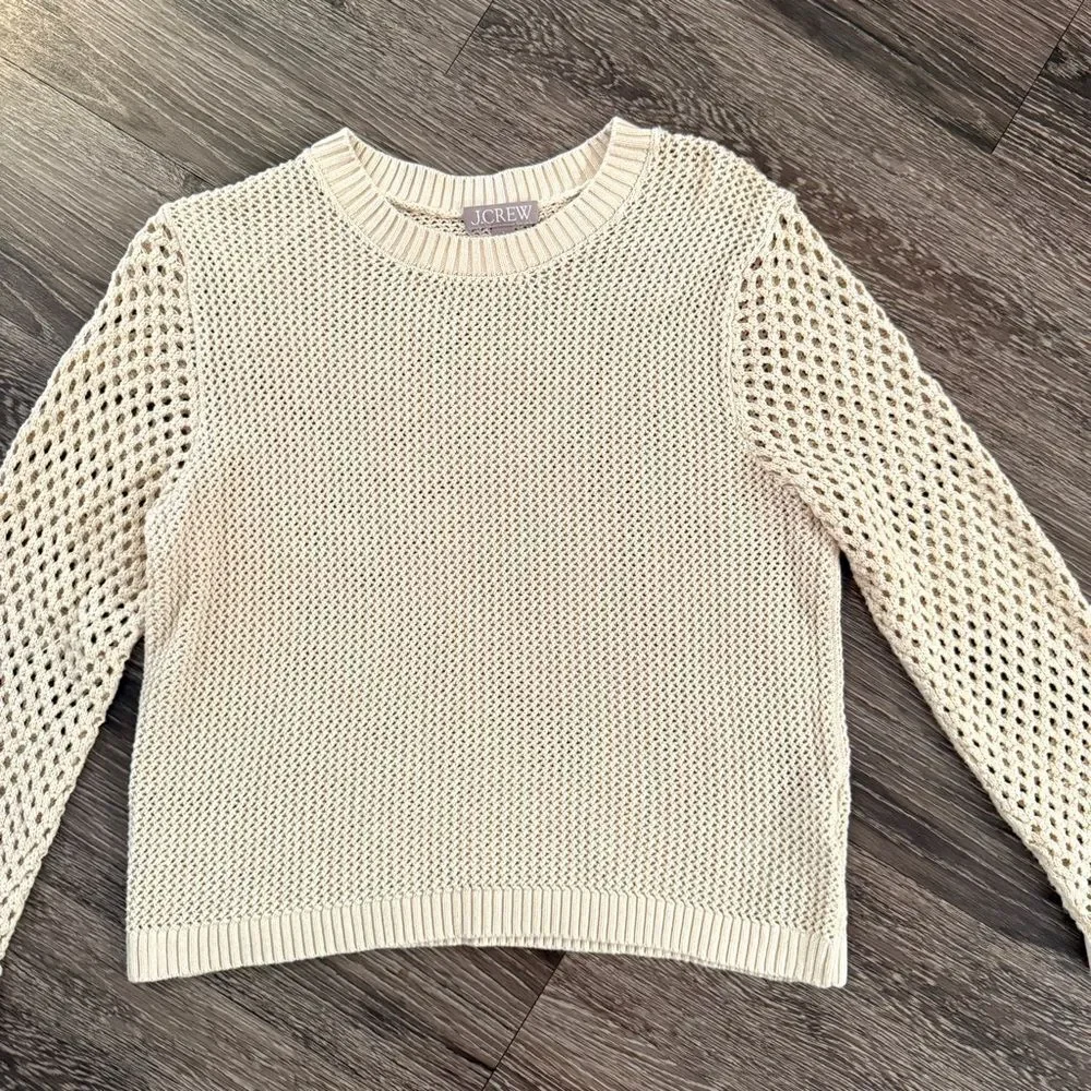 J. Crew Crochet crewneck beach sweater